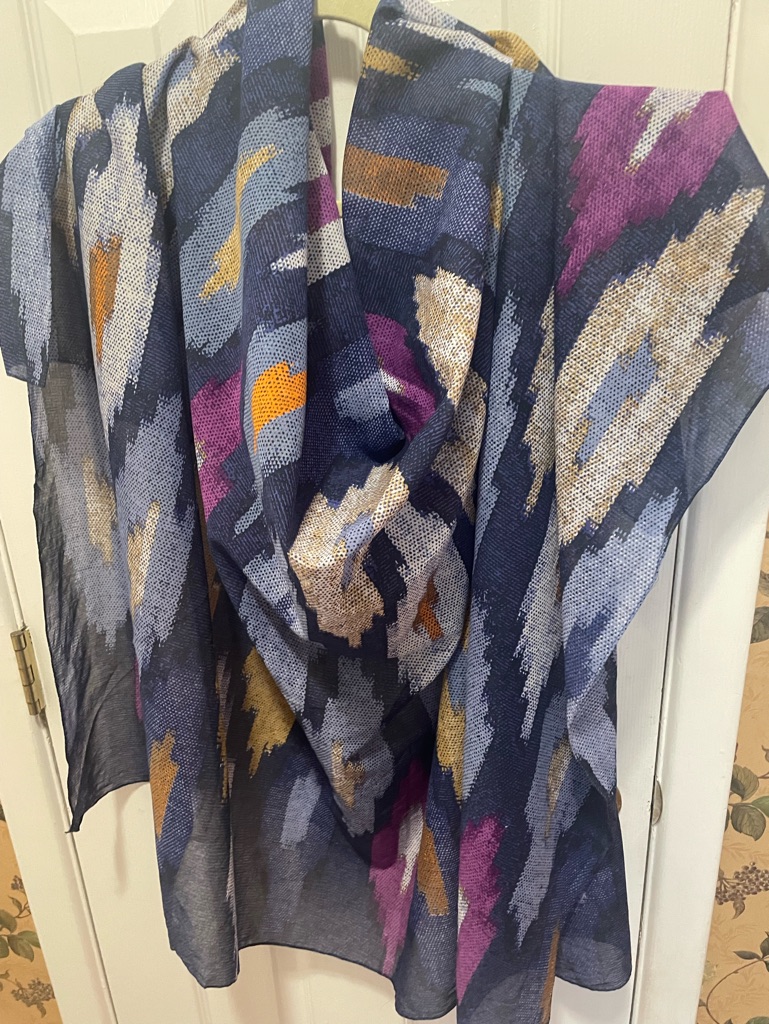 Coach (53x54inch) Stylish Navy Abstract Sheer Wrap/Scarf